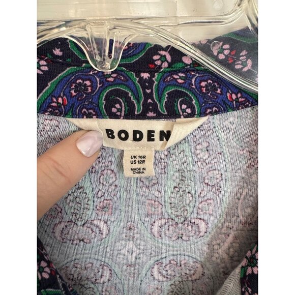 Boden Paisley Pattern Long Sleeve Mini Shirt Dress Size 12 Regular - Picture 5 of 9